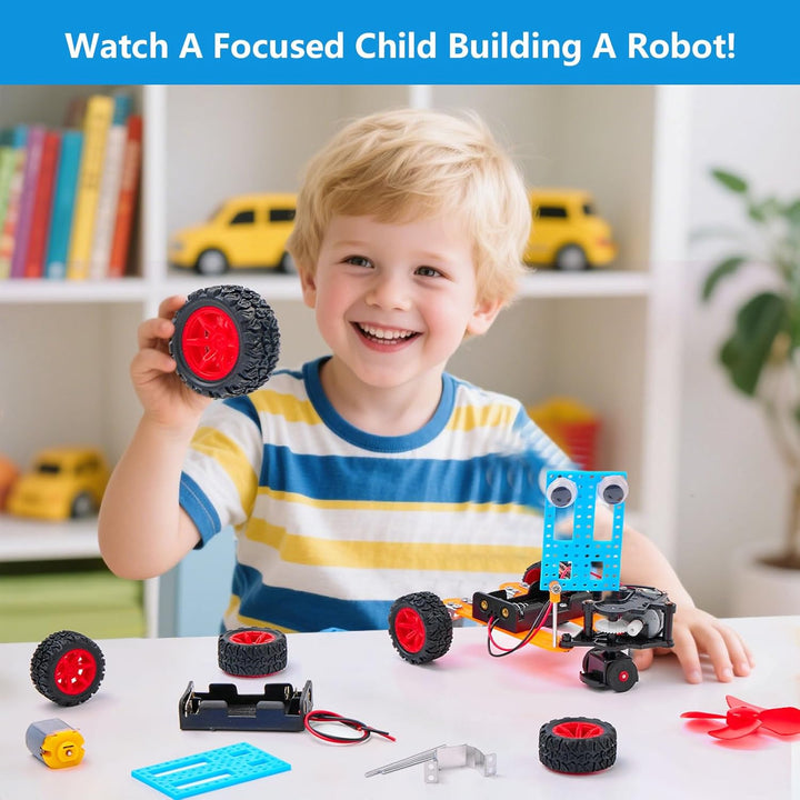 STEM Spielzeug Roboter Bausatz für Kinder - Technik-Experimente mit Motor & Werkzeug, Lernspielzeug