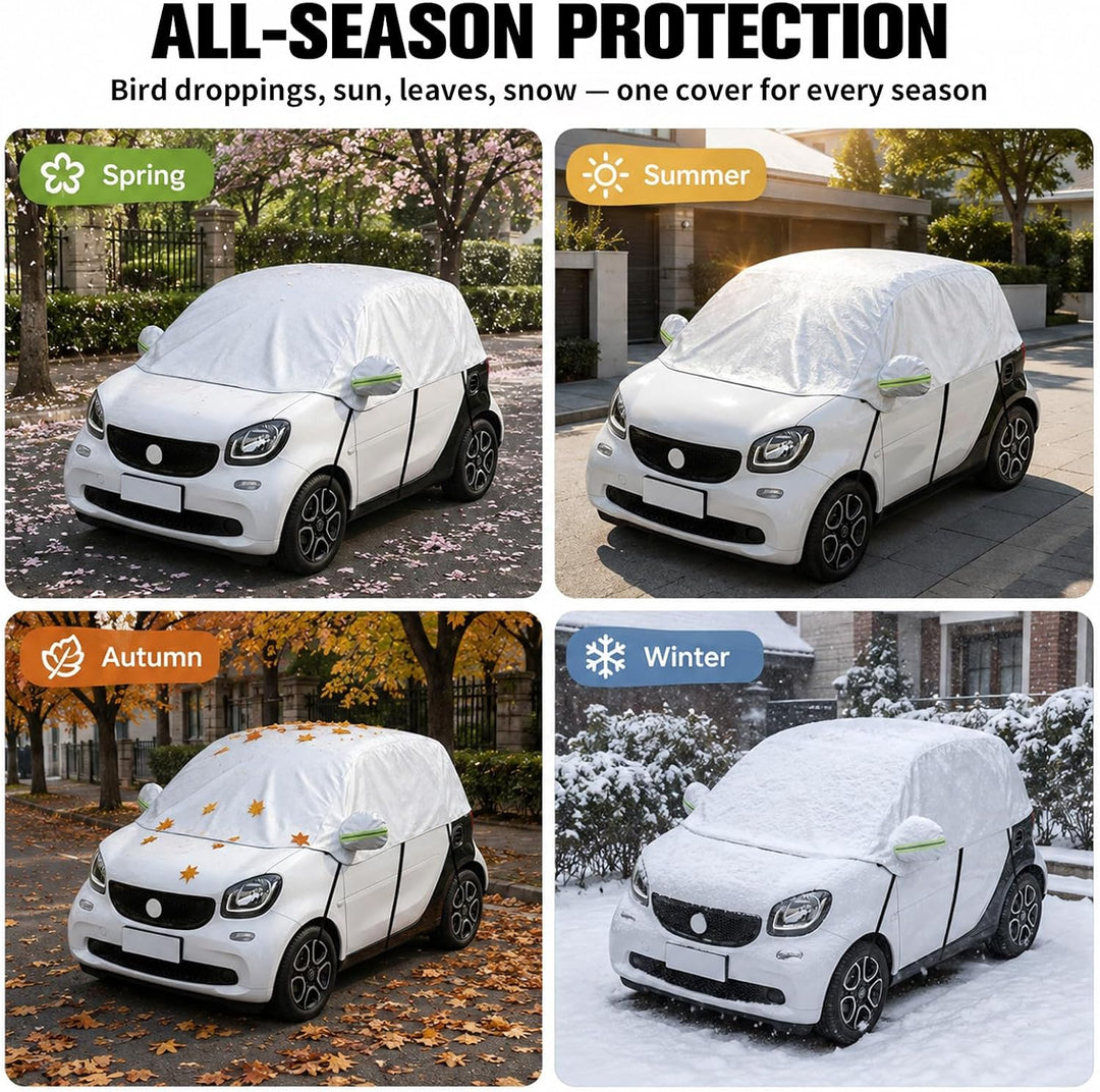 Halbgarage Autoabdeckung für Smart Fortwo 2006-2025, Fahrzeugabdeckung mit atmungsaktivem Schutz geg