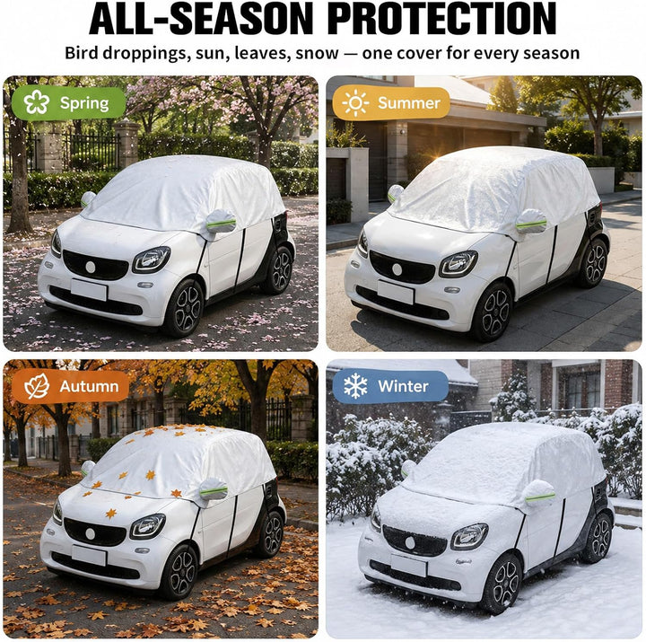 Halbgarage Autoabdeckung für Smart Fortwo 2006-2025, Fahrzeugabdeckung mit atmungsaktivem Schutz geg