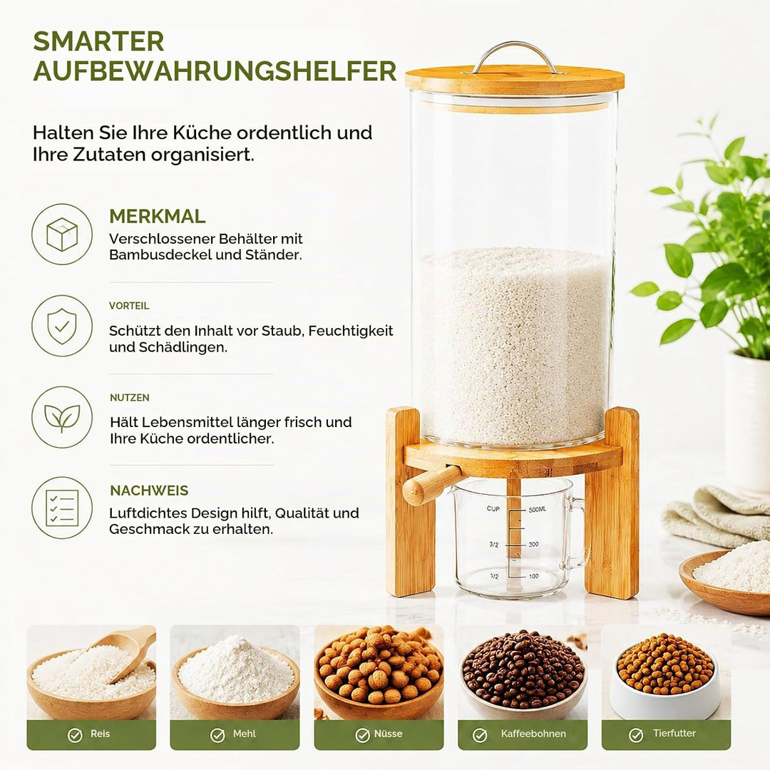 7,5L Müslispender 20x30cm Reisspender Vorratstank Grosse Cereal Dispenser Cornflakes Behälter Mehl A