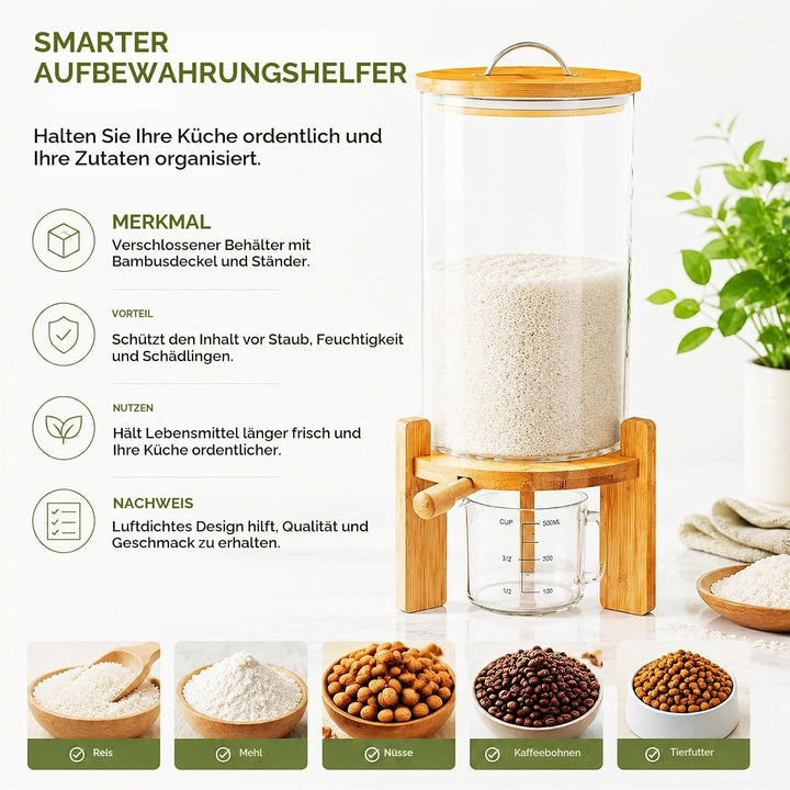 7,5L Müslispender 20x30cm Reisspender Vorratstank Grosse Cereal Dispenser Cornflakes Behälter Mehl A