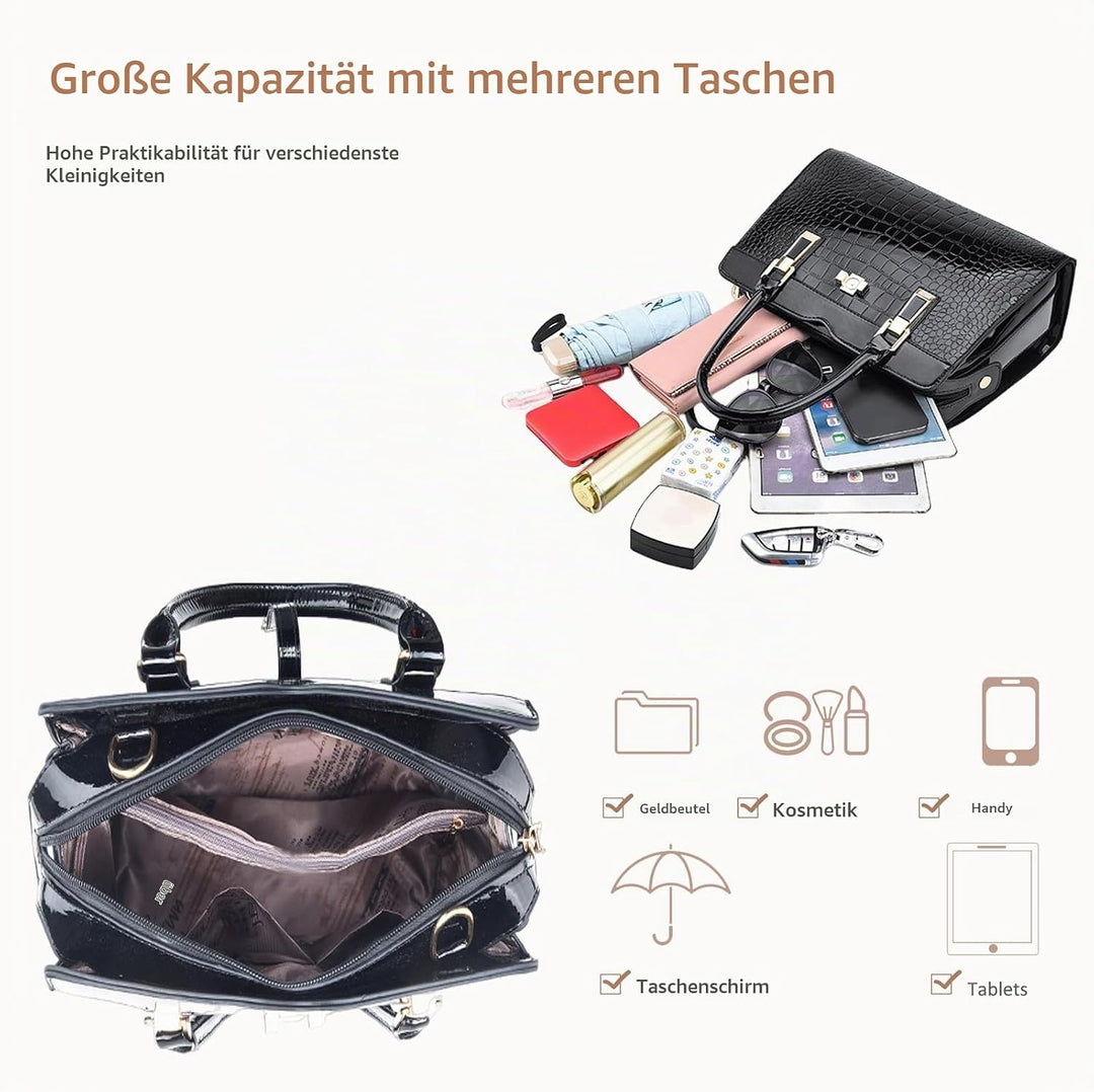 Nicole&amp;Doris Damen Handtaschen Neue Umhängetasche Lackleder Shell Schultertasche Henkeltaschen Tasch