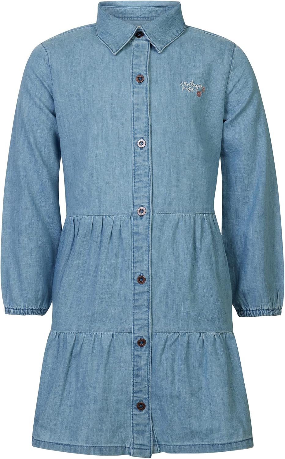 Noppies Mädchen Girls Dress Poseyville Long Sleeve Kinderkleid 122 Light Blue - P191, 122 Light Blue