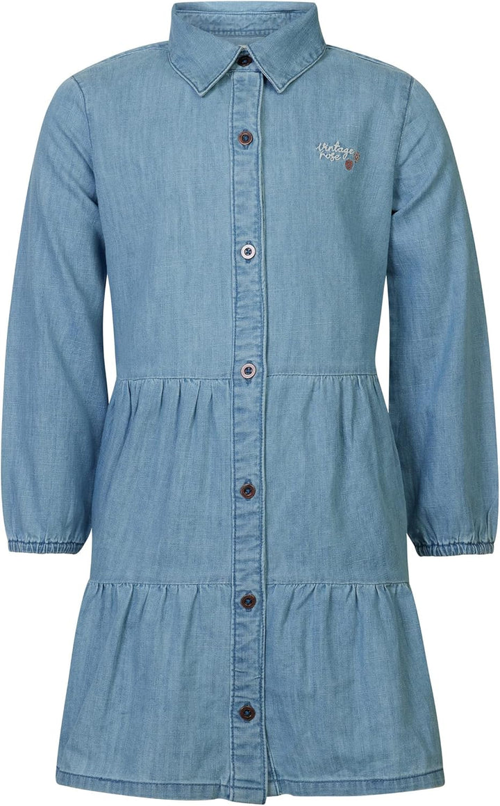 Noppies Mädchen Girls Dress Poseyville Long Sleeve Kinderkleid 122 Light Blue - P191, 122 Light Blue