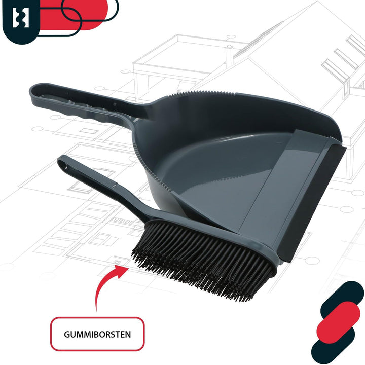 KOTARBAU® Handkehrset Handfeger mit Gummiborsten + Kehrschaufel mit Gummilippe für Schmutz Staub Fel