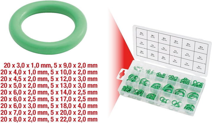 KS Tools 970.0260 Sortiment O-Ringe, HNBR, Innen Ø 3-22mm, 225-tlg.