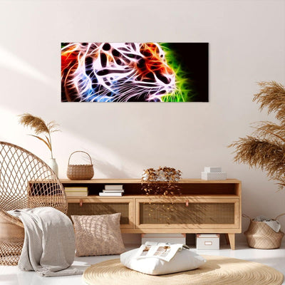 Wandbilder Dekoration Wohnzimmer Afrika aggression tiere tiger Panorama Bilder auf Leinwand 120x50cm