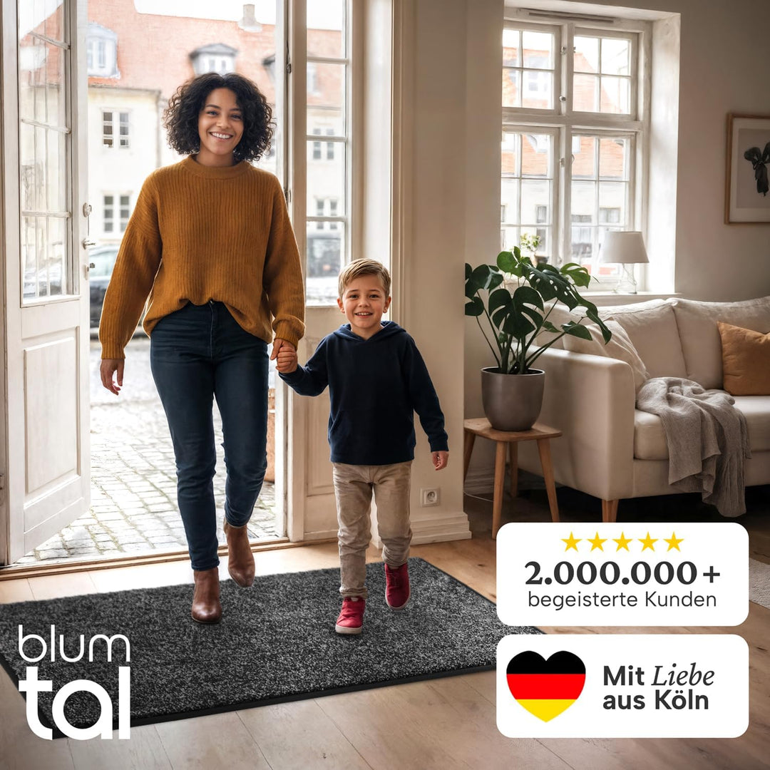 Blumtal Fussmatte 50x80 cm - Mikrofaser Schmutzfangmatte mit wasserdichter TPR-Rückseite - rutschfes