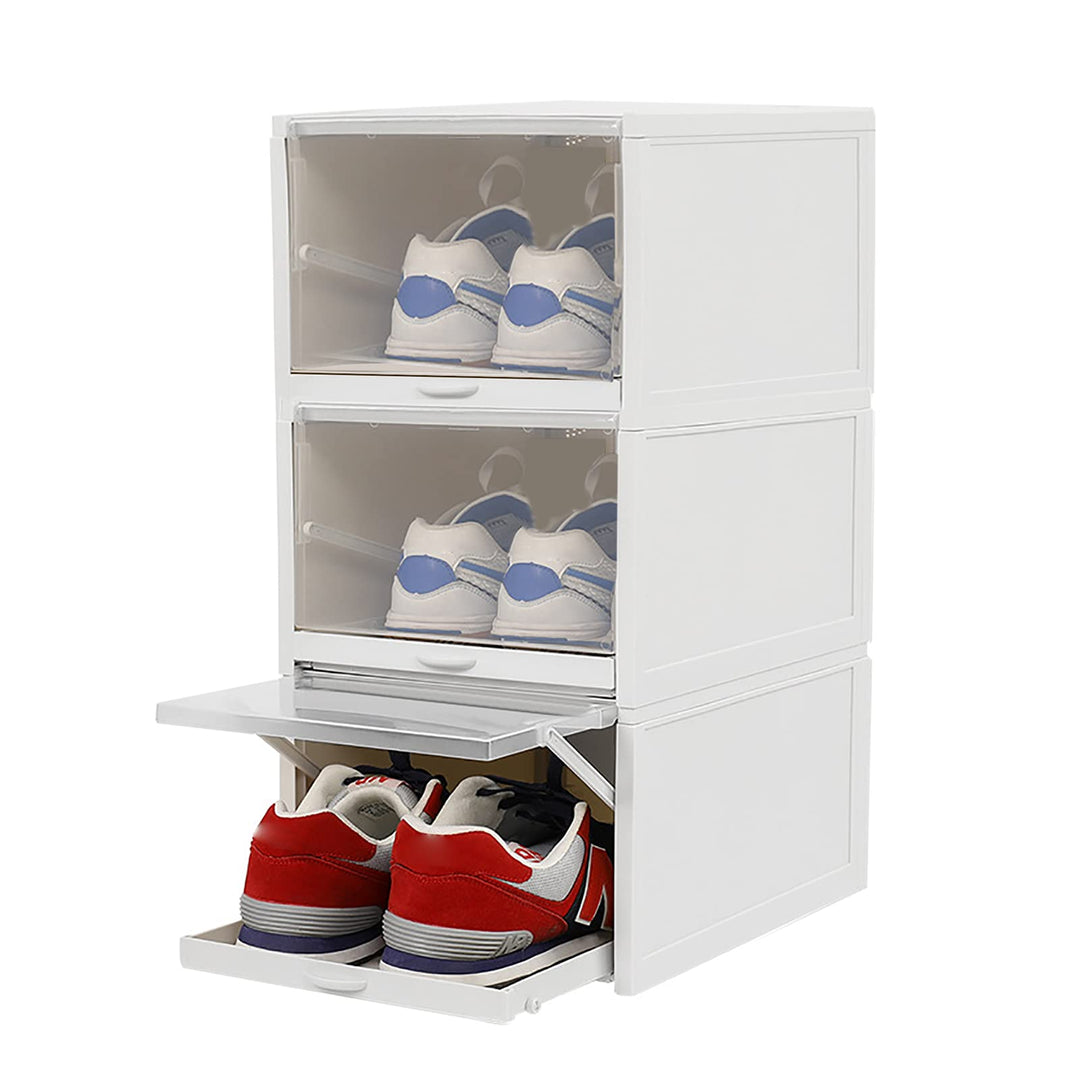 3er Pack Schuhbox Aufbewahrung, Faltbare Display Box Container Schrank Regal Schuh Organizer für Sne