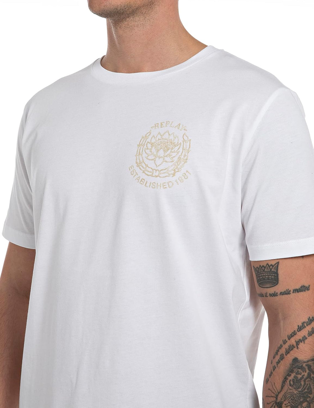 Replay Herren T-Shirt XS Optical White 001, XS Optical White 001