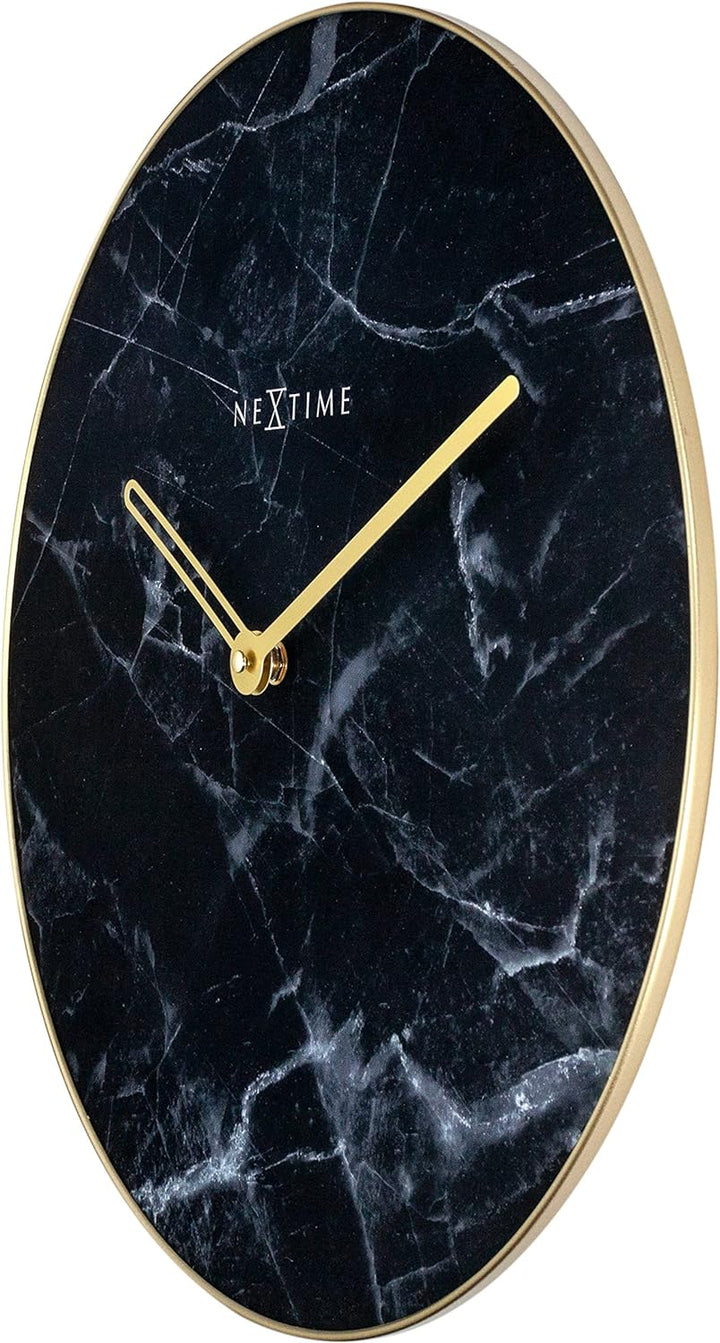 NeXtime Marble Wanduhren, Glas, Schwarz, Ø 40 cm