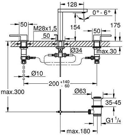 GROHE Plus | Badarmatur - 3-Loch-Waschtischbatterie | mit Fertigmontageset | chrom | 20301003 3-Loch