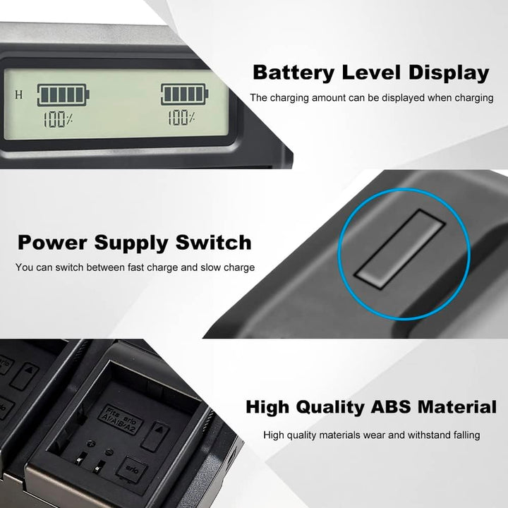 DSTE® LCD 1.5A Fast Charging Dual Batterie Ladegerät (EU-Stecker) Compatible für BP-A30,BP-A60,BP-A9