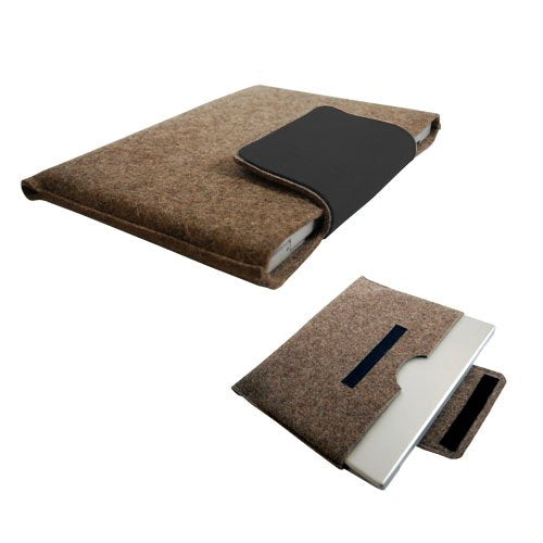 The Felt Store Laptoptasche aus Filz, meliert mit schwarzer Lasche, ca. 42 x 28 cm, für 15 Zoll Lapt