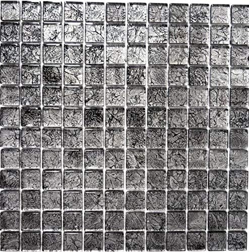 Mosaik Fliese Transluzent Glasmosaik Crystal schwarz Struktur 10 Mosaikmatten