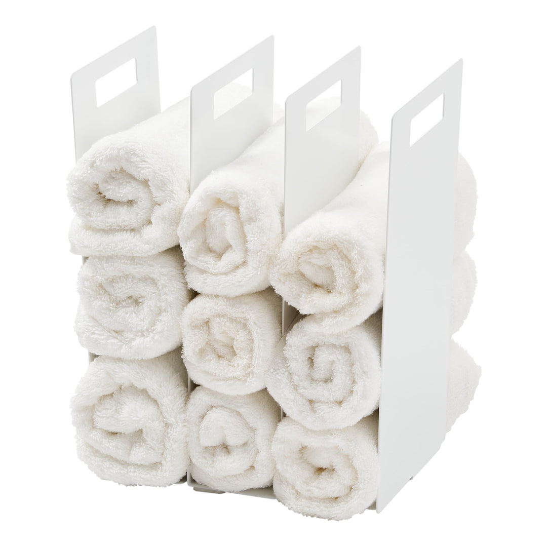 Yamazaki 4316 Tower Towel Organizers (Set of 2), White, Steel, 14.5 x 14.5 x 30 cm One Size Weiss, O