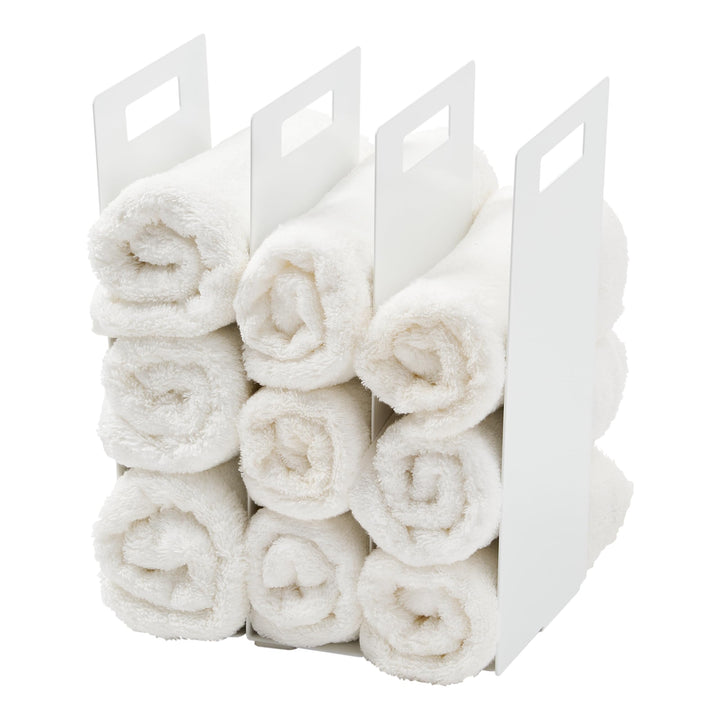 Yamazaki 4316 Tower Towel Organizers (Set of 2), White, Steel, 14.5 x 14.5 x 30 cm One Size Weiss, O