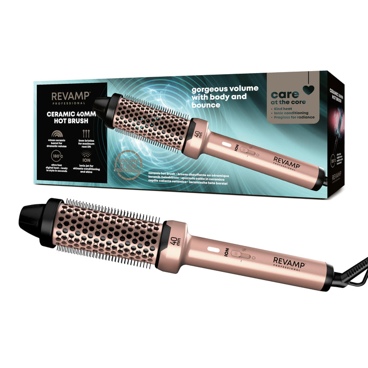 REVAMP Ceramic Hot Brush Styler - 40mm Lockenbürste, Lockenstab Keramik für Locken und Wellen - Ione