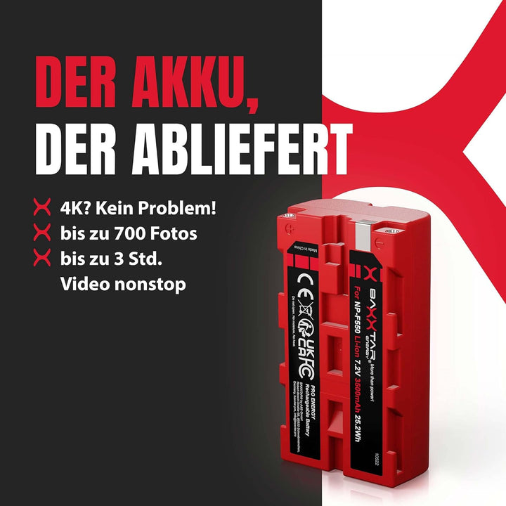 BAXXTAR PRO 2X Akku NP-F550 NP-F570 echte 3100mAh - LG Cells Inside - (Blackmagic NP-F570) NP-F550 x