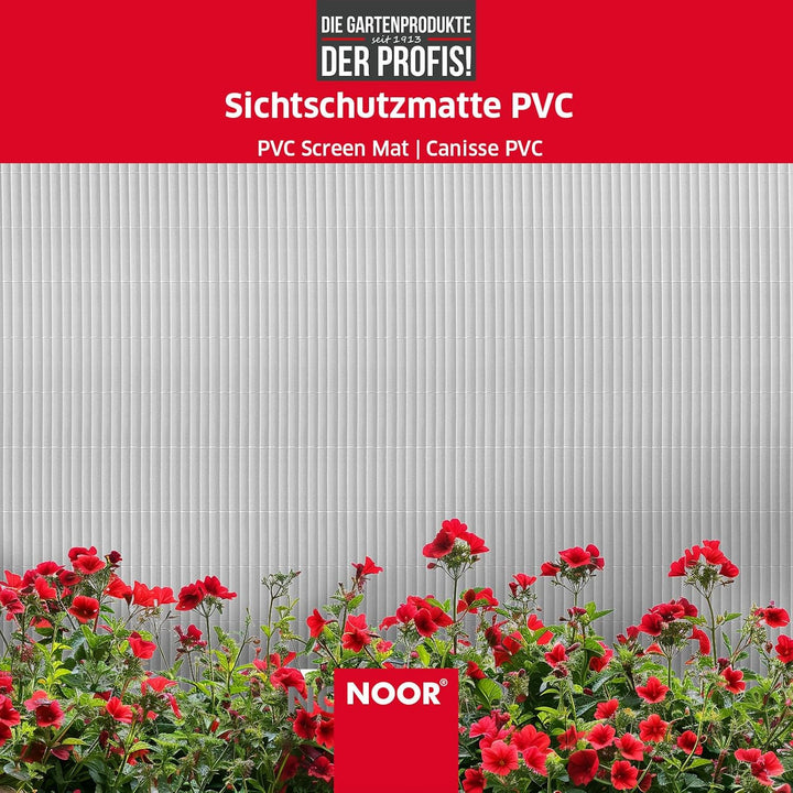NOOR Sichtschutzmatte PVC 2 x 3m Weiss I Wasserdichter Sichtschutz aus Kunststoff für Gärten I UV-be