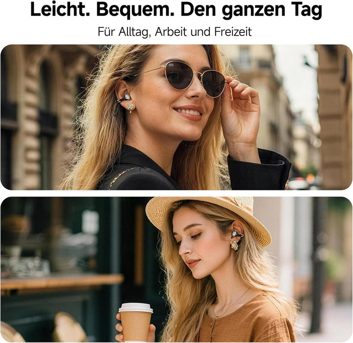BUTTONS Clip Open-Ear Kopfhörer mit 12-mm Titan-Treiber, klarer Anrufqualität, ultraleichtem druckfr