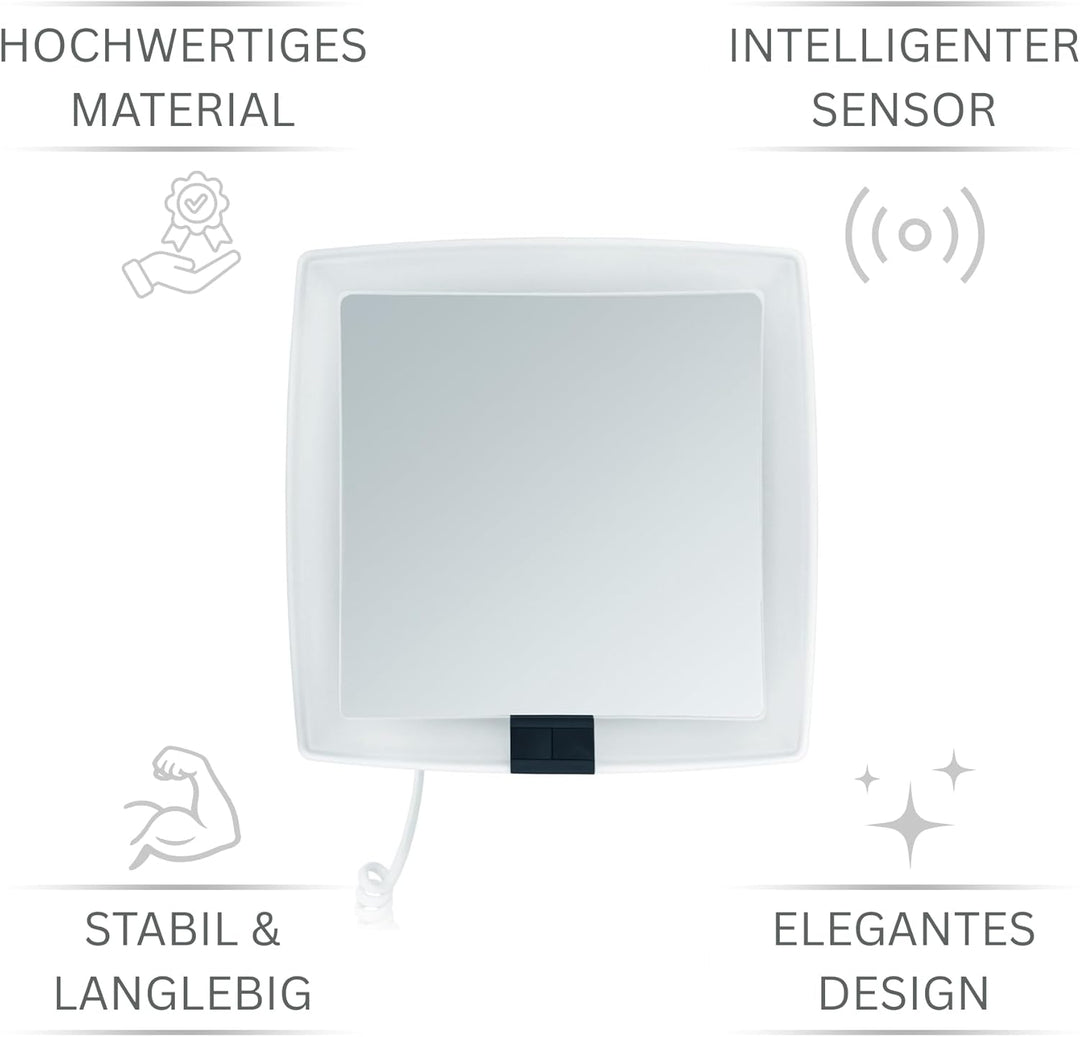 Libaro LED Kosmetikspiegel mit Sensor Verona eckig 5fach Vergrösserungsspiegel quadratisch Wandmonta