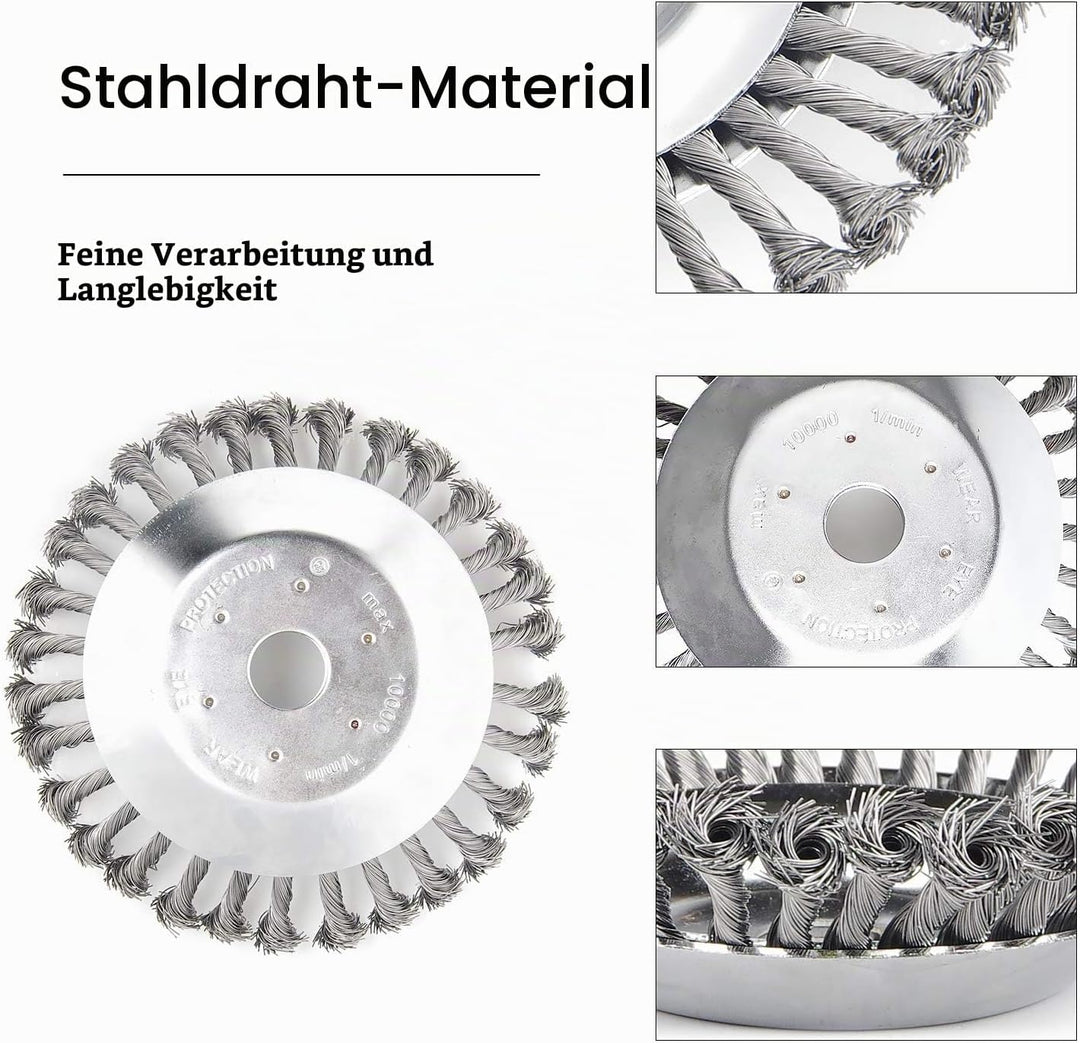 SWAWIS Profi Unkrautbürste Wildkrautbürste 200x25,4mm Unkrautbürste für Freischneider Drahtbürste fü