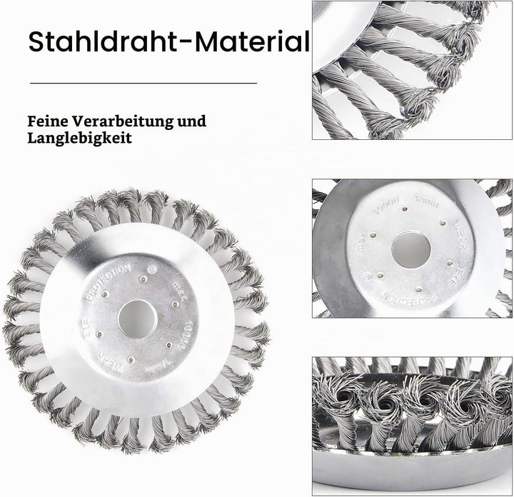 SWAWIS Profi Unkrautbürste Wildkrautbürste 200x25,4mm Unkrautbürste für Freischneider Drahtbürste fü