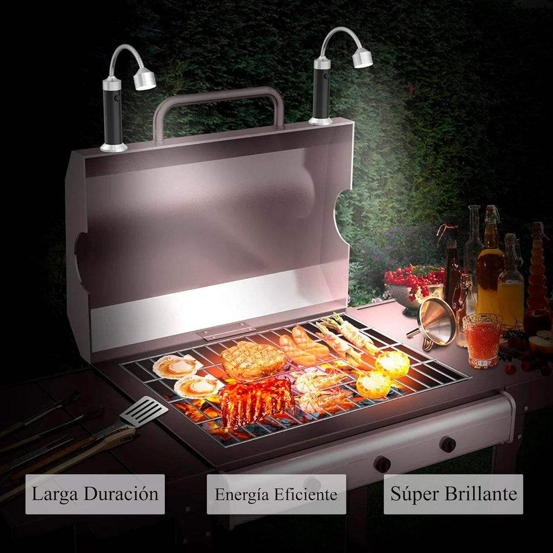 Set von 2 LED-Leuchten für Grills, Barbecue - Magnetische, tragbare LED-Lampen mit 360° Rotation, hi