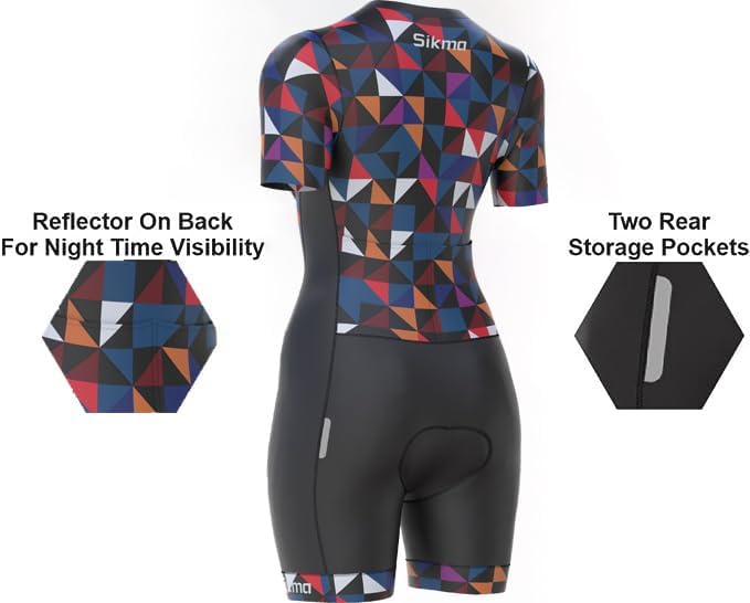 Ladies Cycling Skinsuit Women Padded One Piece Trisuit Bike Top Short Sublimated Design bib Short M
