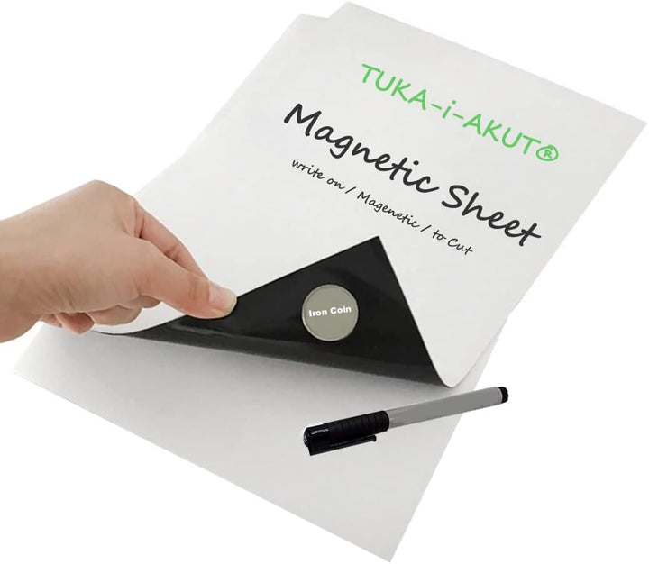 TUKA-i-AKUT 2x A3 Magnetfolie zum Beschriften und Zuschneiden, Flexibel Magnet Tafelfolie Magnetplät