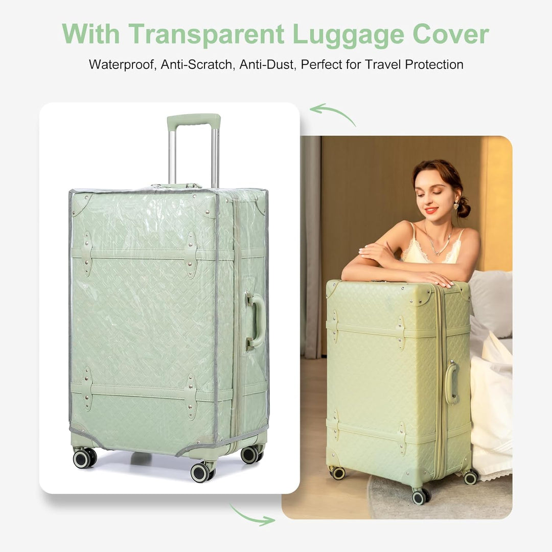 Urecity Vintage Reisekoffer Set 2 Teilig Leicht Retro Lederkoffer Hartschale Trolley Handgepäck Sets