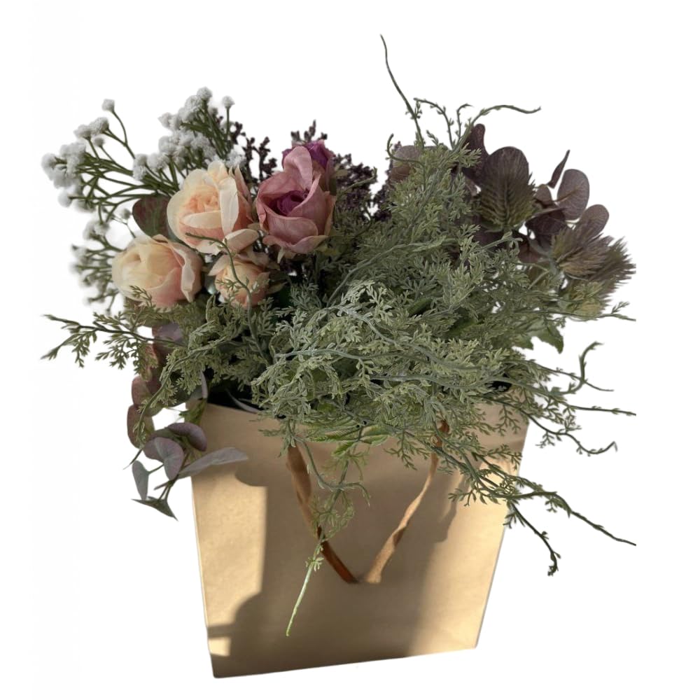 2474U Kunst-Blumenstrauss Bouquet Michelle in der Deko-Tüte 9-TLG.
