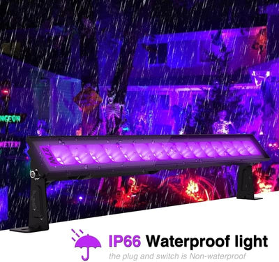 Onforu 2er 27W LED Schwarzlicht, UV Strahler mit Schalter, IP66 Wasserdicht Schwarzlichtlampe, UVA 4