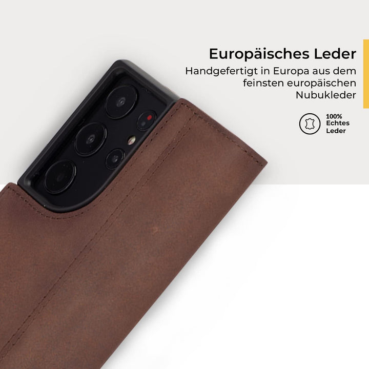 Snakehive Galaxy S23 Ultra Hülle Leder | Stylische Handyhülle mit Kartenhalter & Standfuss | Handyhü