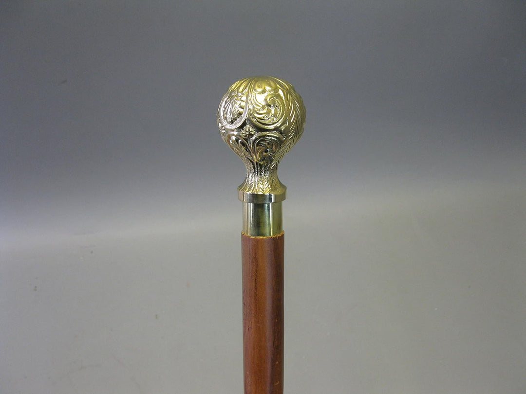 Gehstock Spazierstock Wanderstock Edelholz Messing Knauf Kapitänsstock 95cm M42 Walking Stick