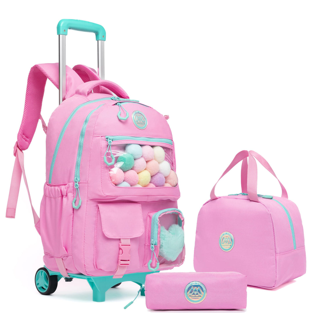 HTgroce Rosa Süsser Kinder Trolley Rucksack Schultasche Schulranzen Mädchen schultrolleys Schulrucks