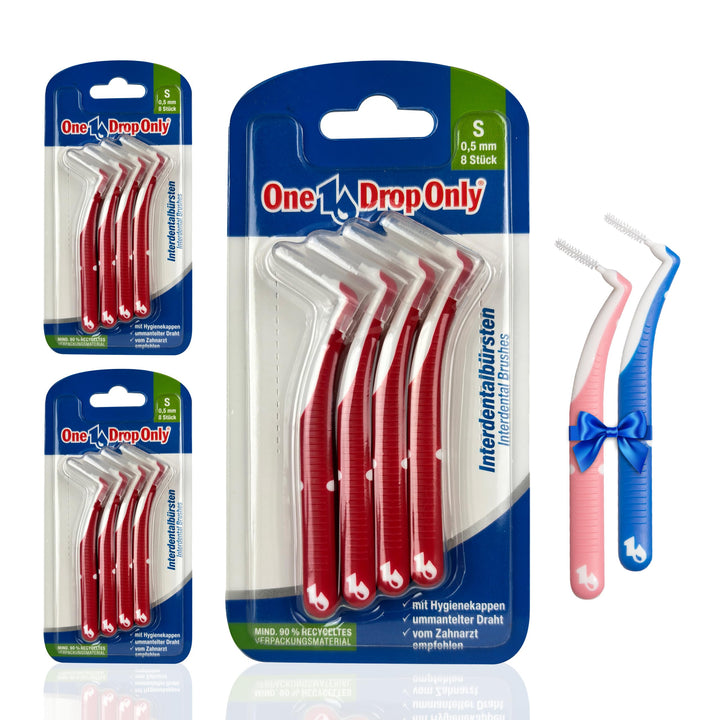 One Drop Only - 3 x 8er Blister Interdentalbürsten 0,5mm (S) + 2 Zahnzwischenraumbürsten GRATIS zum