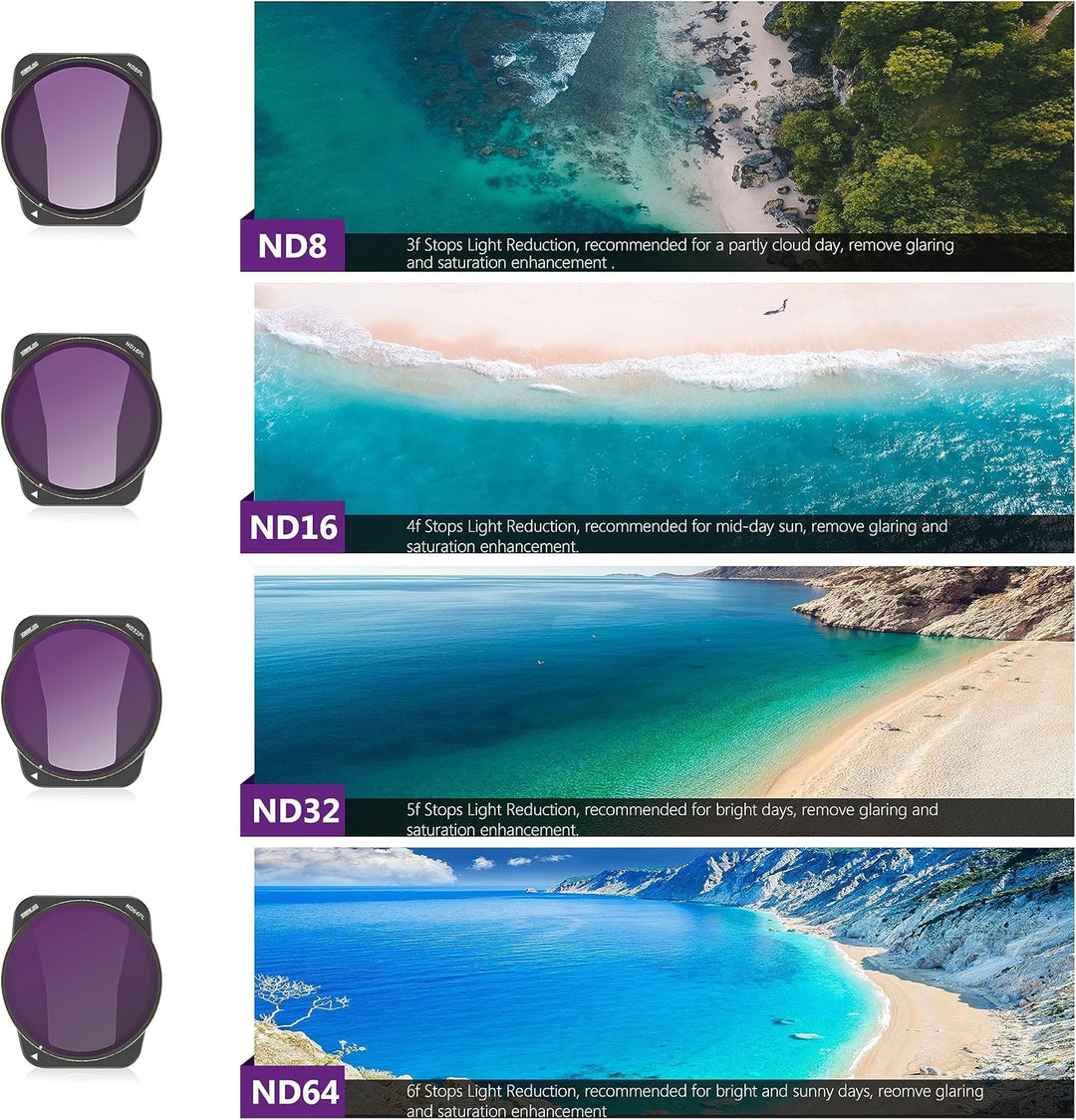 STARTRC 4er-Pack ND/PL Filter Set für DJI Air 3 Zubehör, Mehrfach Beschichtetes HD-Glas, Kein Farbst