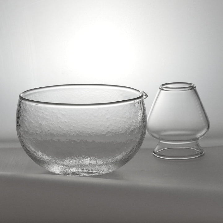 Matcha Set hat 8 Teile, Zeremonielles Matcha Tee Set, Glas Matcha Schale und handgemachter Matcha Sc