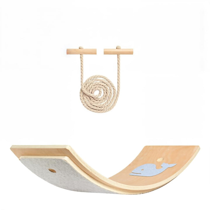 Leogreen Balance Board Holz, Wackelbrett Balancierbrett mit Fingerschutz, inkl. Seil/Anti-Rutsch/Fil