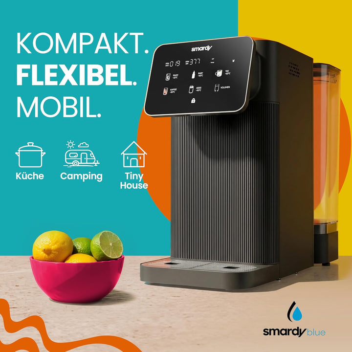 smardy blue tayma Osmoseanlage Auftisch, 5 Temperaturen, Heisswasser 90 °C | 5-stufige Umkehrosmosea