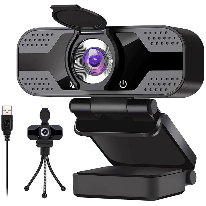 Webcam Full HD 1080P für Videoanrufe, Aufnahmen, Studium, Webkonferenzen | mit Stativ und Webcam Abd