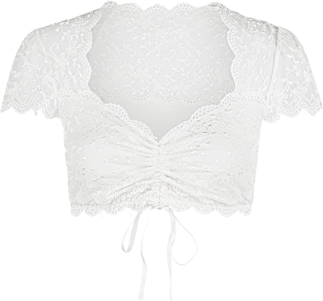 Nina von C. Spitzen Dirndlbluse Valeska Kurzarm 48462971 32 Weiss, 32 Weiß