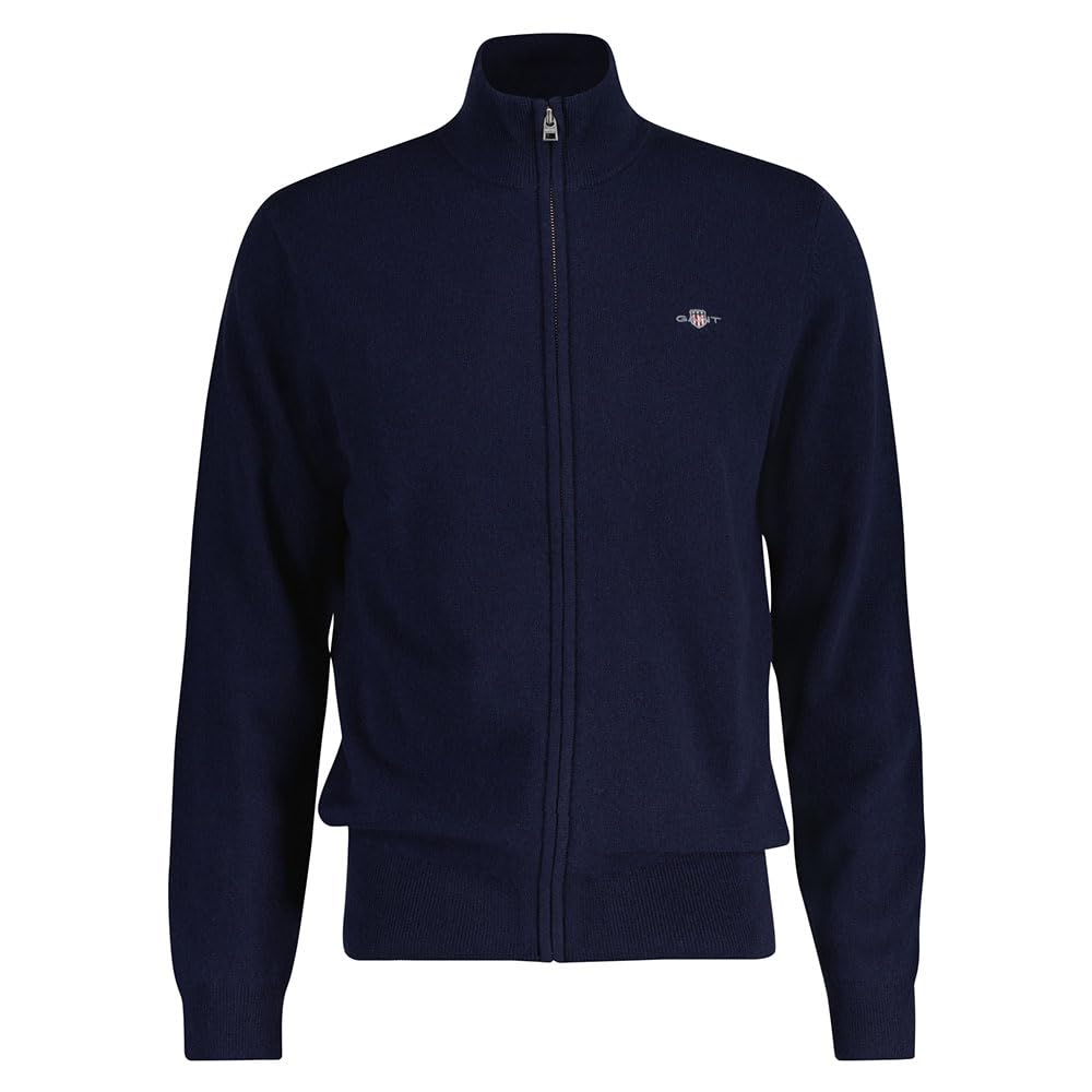 GANT Herren Extrafine Lambswool Zip Cardigan Strickjacke S Marine, S Marine