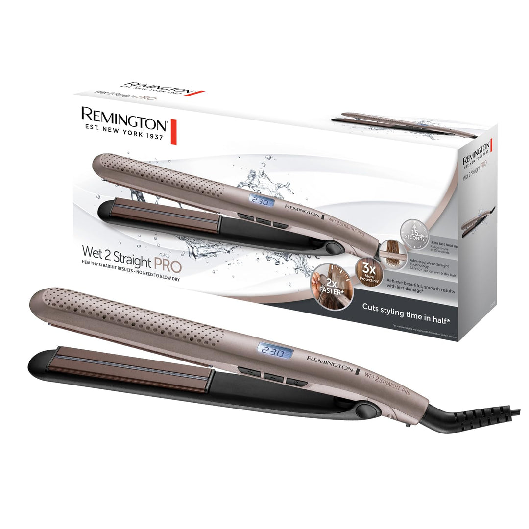 Remington Glätteisen Wet2Straight Pro (für Nass- &amp; Trockenanwendung -zum Trocknen und Glätten der Ha