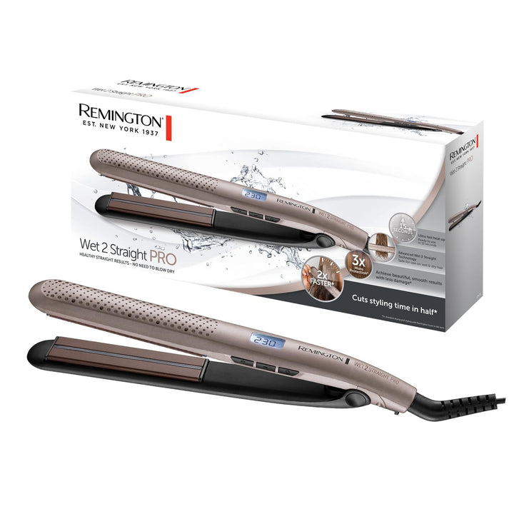 Remington Glätteisen Wet2Straight Pro (für Nass- &amp; Trockenanwendung -zum Trocknen und Glätten der Ha