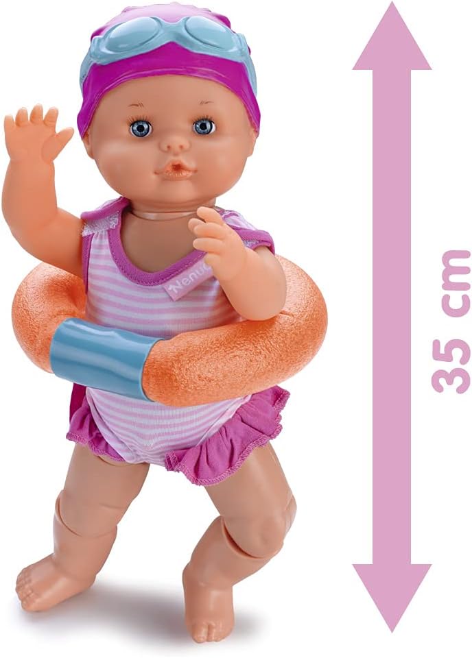 NENUCO - Schwimmende Puppe | Bewegt Beine im Wasser, Wasserbeständig, Inklusive Schwimmring - Für Ki