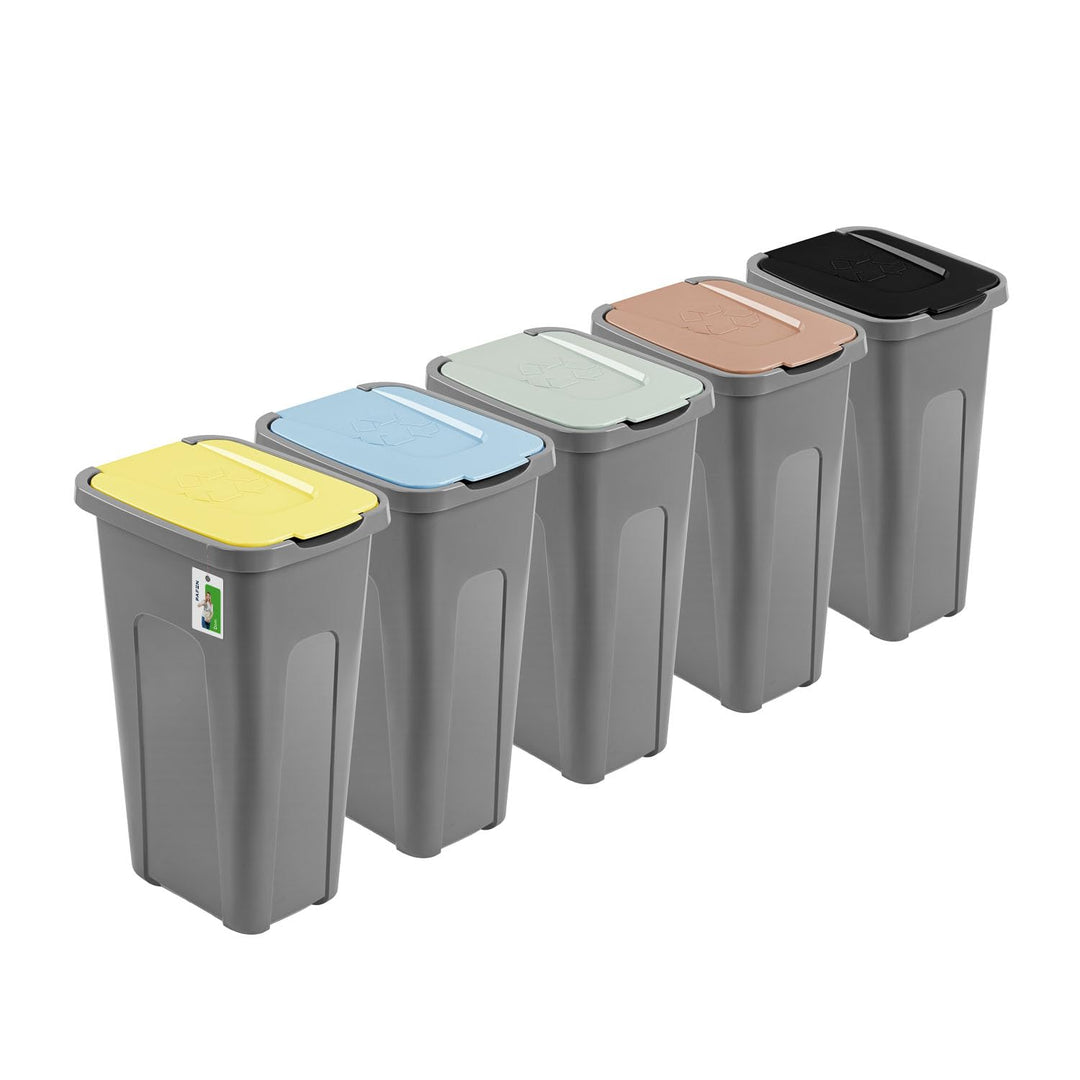 PAFEN Grosser Mülleimer 30l mit Deckel – 5er Set Abfallbehälter 550 x 275 x 370mm - Abfalleimer für