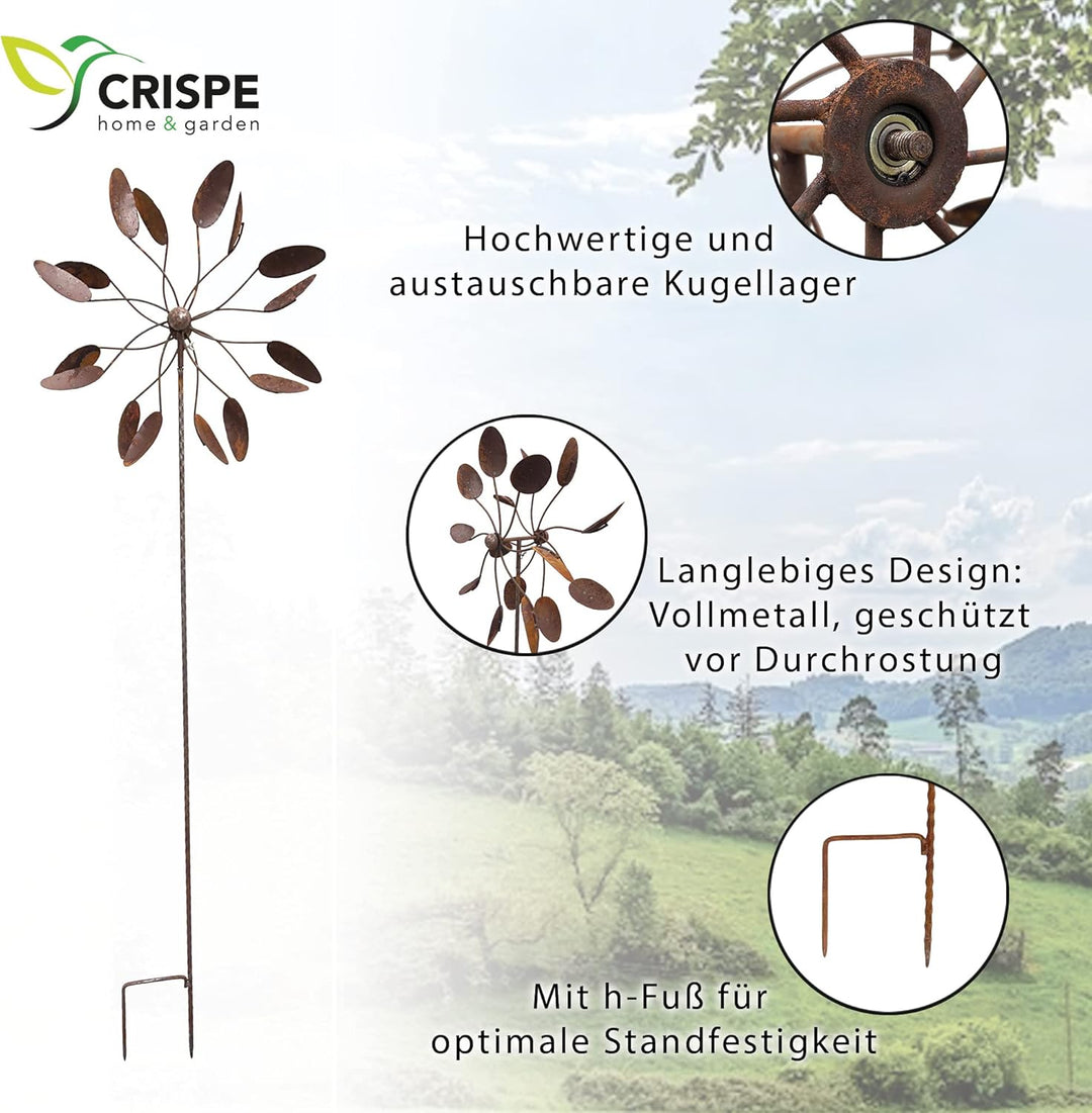Metall Windrad 'Löffel' - massives Windspiel Windmühle für den Garten - wetterfest und standfest - m